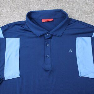 Redvanly Polo Shirt Men XL Blue 2 Tone Colorblock Polyester Stretch Short Sleeve